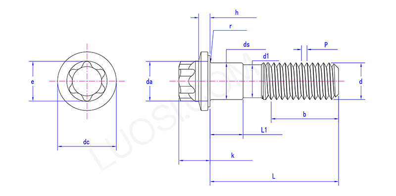 Streamlined Hexalobular Head Flange Bolts