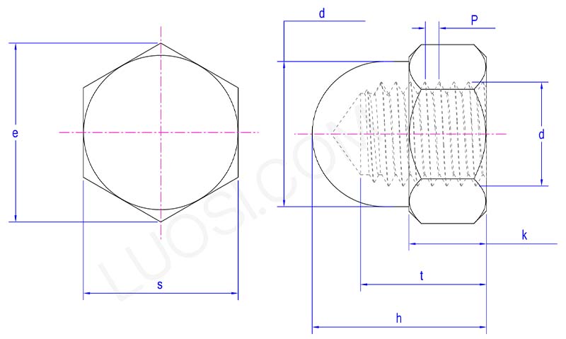 High precision Large hexagon domed cap nuts parameter High precision Large hexagon domed cap nuts parameter